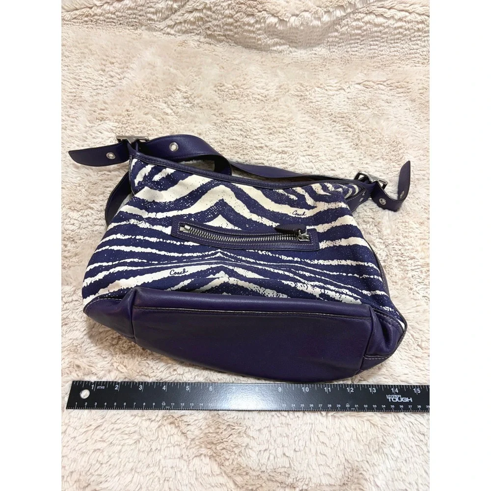VINTAGE Coach Legacy Purple Zebra Canvas Zip Indie Sleaze Duffle Hobo Bag 23410
